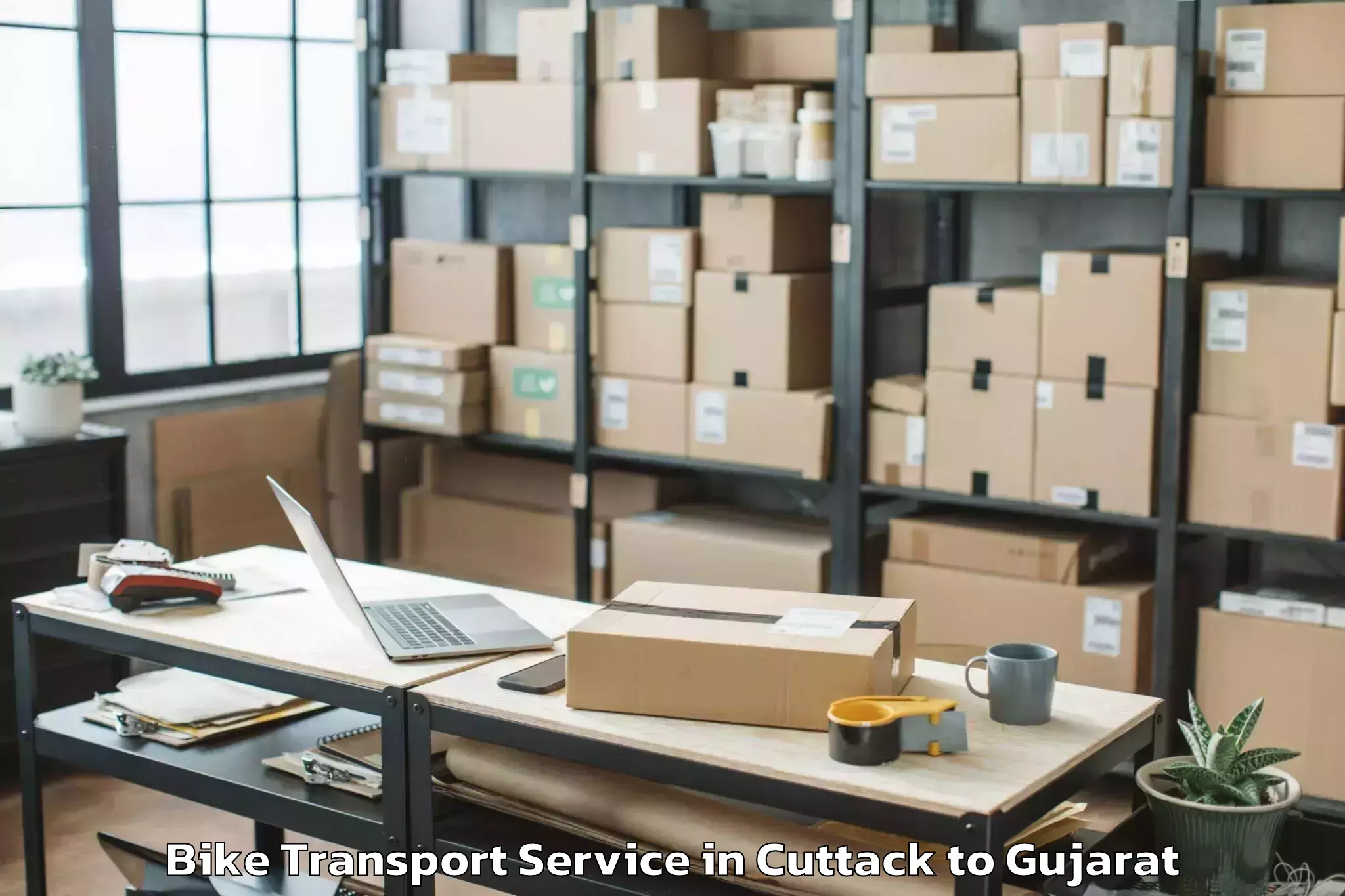 Reliable Cuttack to Porbandar Bike Transport